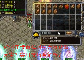如何在传奇私服中无限获取元宝?实用技巧全解析? 如何在传奇私服中无限获取元宝?实用技巧全解析?