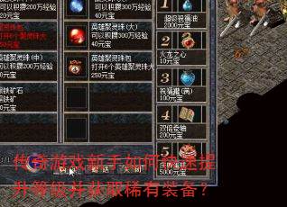 传奇游戏新手如何快速提升等级并获取稀有装备? 传奇游戏新手如何快速提升等级并获取稀有装备?